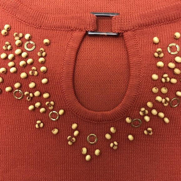 Alfred Dunner Women's L Rust Sienna Knit Blouse Short Sleeve Bling Pullover Top - Picture 3 of 7